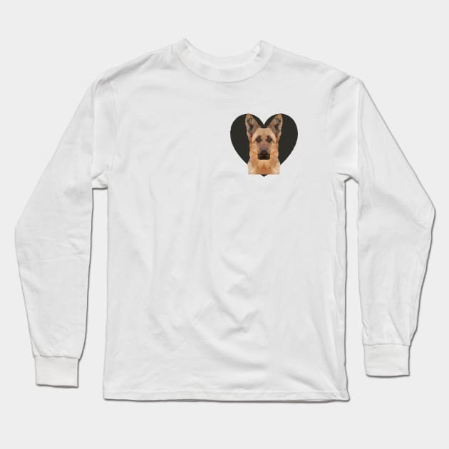 Low Poly German Shepherd Long Sleeve T-Shirt by Kali Farnsworth